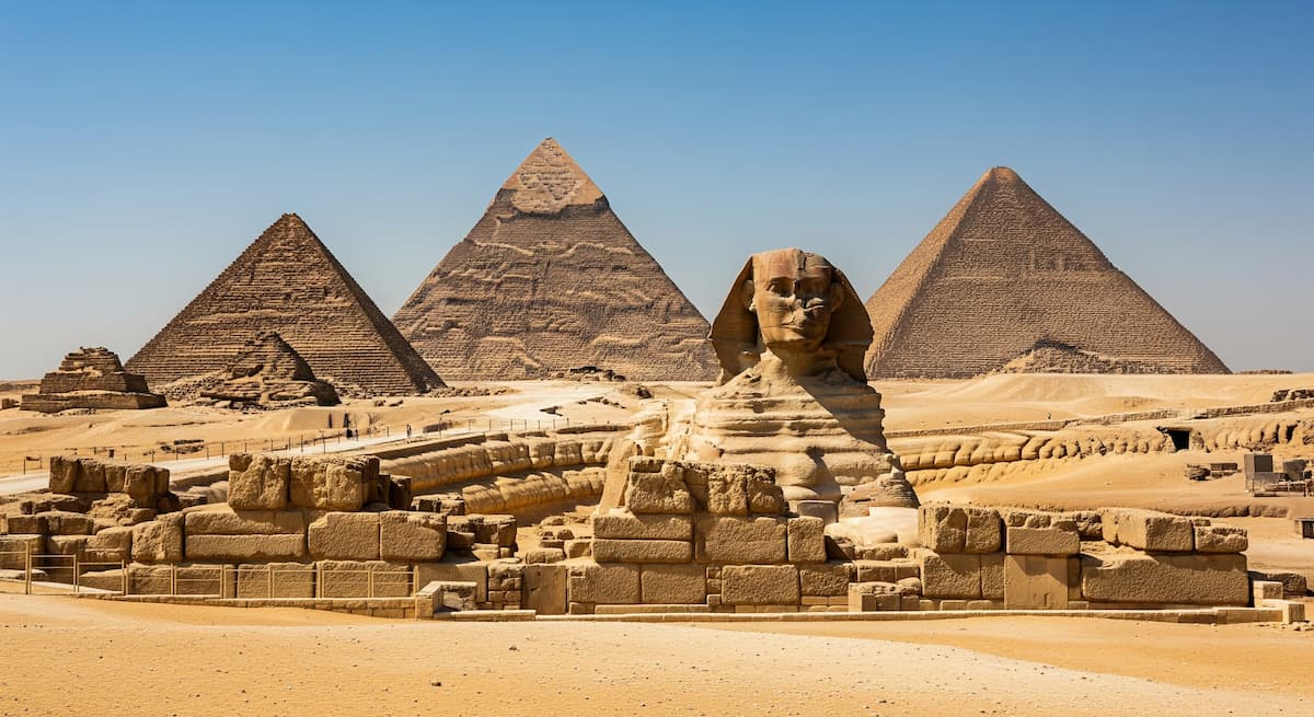 古代エジプトのピラミッドとスフィンクス